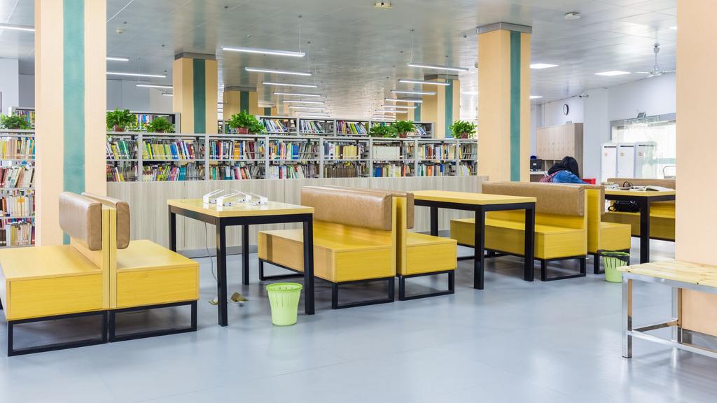 Library with resin floor